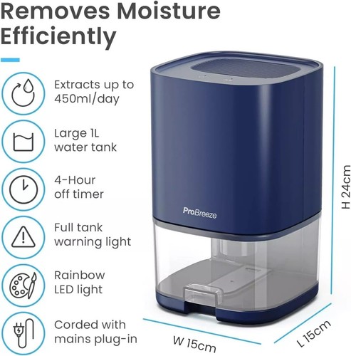 Pro breeze 1000ml dehumidifier - breeze,